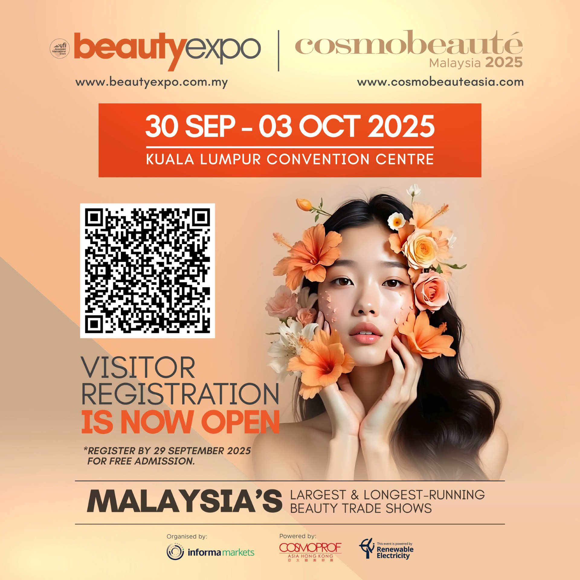 The momentum is unstoppable as we've already reached an impressive 85% booth space booked for the upcoming beautyexpo & Cosmobeaut� Malaysia 2025!